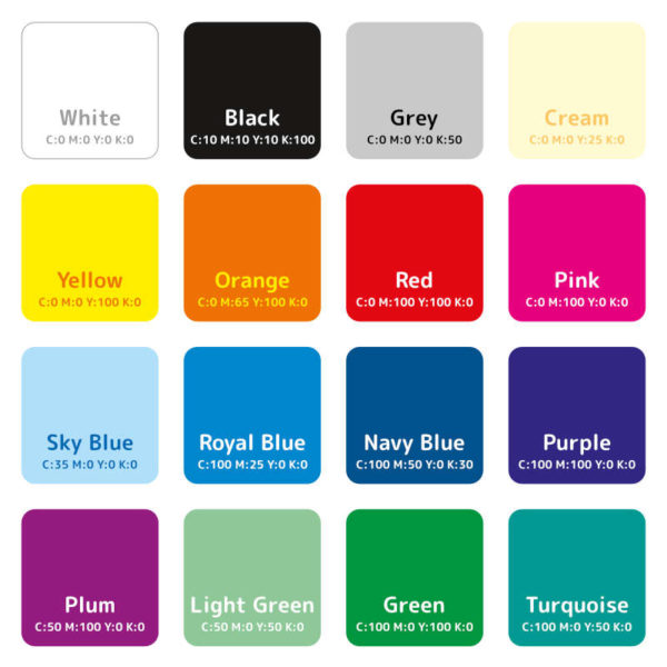 The School Sign Shop Colour Chart