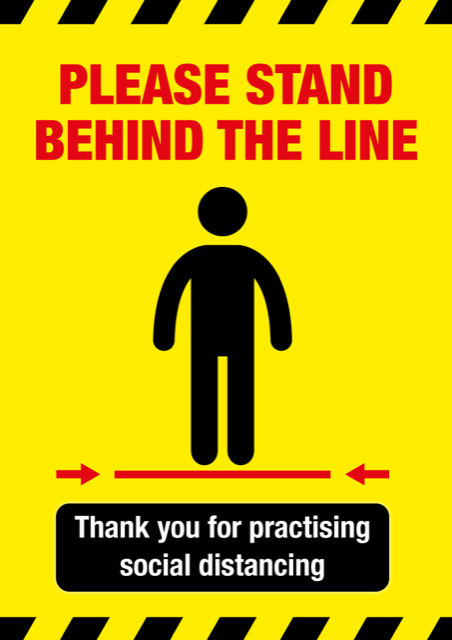 Stand Behind the Line Social Distancing Sign for Schools