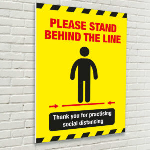 Please Stand Behind the Line Sign for Schools