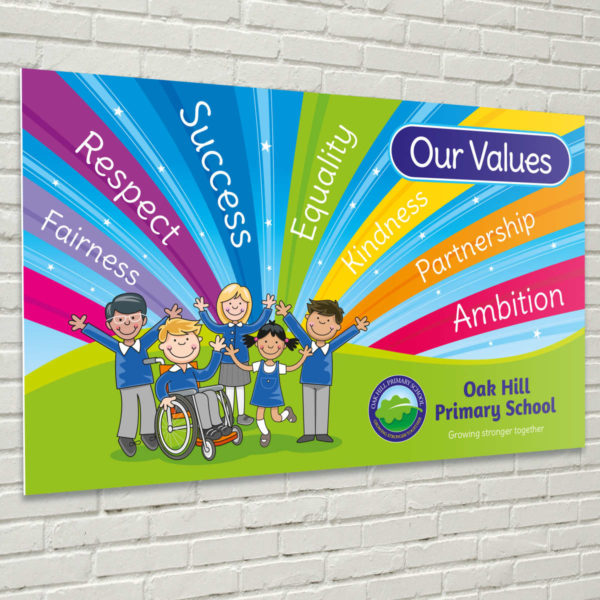 Our Values Rainbow School Sign