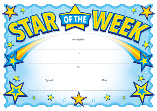 Star of the Week Certificate for Schools