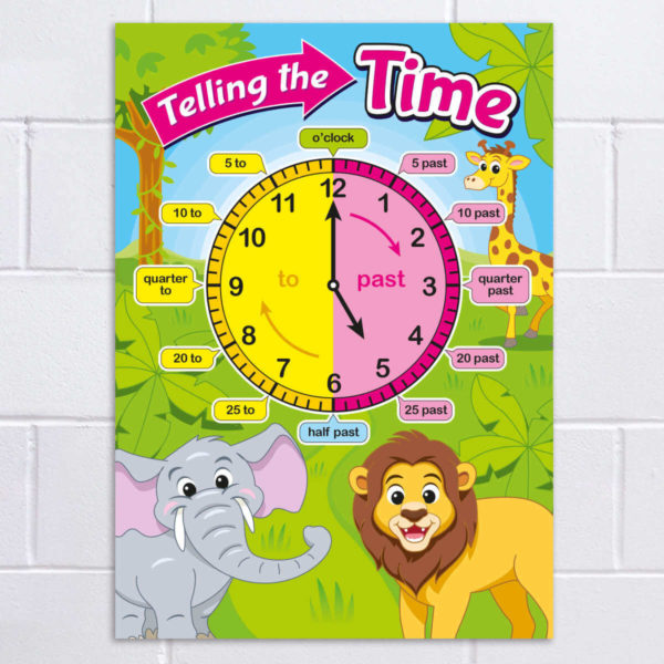 Telling the Time with Animal Friends Poster for Schools