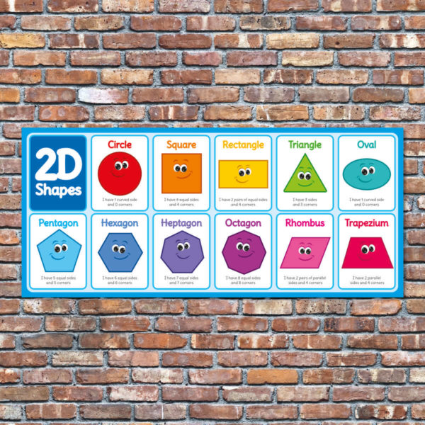 2D Shapes with Smiley Faces Poster for Schools