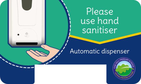 Desktop Sanitiser Dispenser Customisable Header Board for Schools