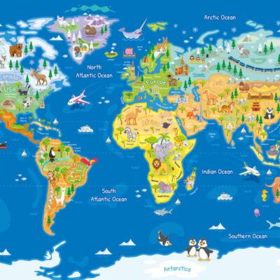 World Map Sign for Schools
