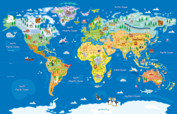 World Map Sign for Schools