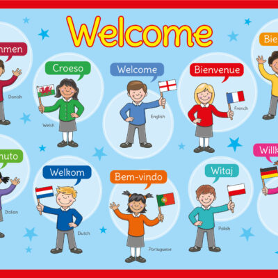 Multi Language Welcome Sign with Flags for Schools Multi Language Welcome Sign with Flags for Schools