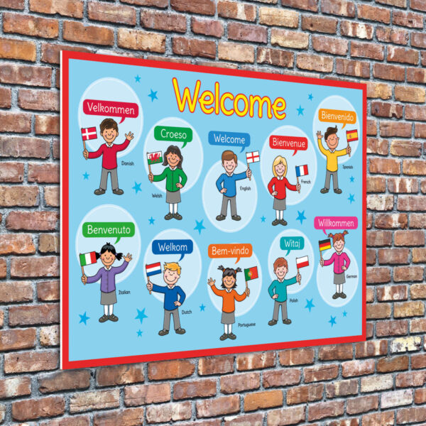 Multi Language Welcome Sign with Flags for Schools