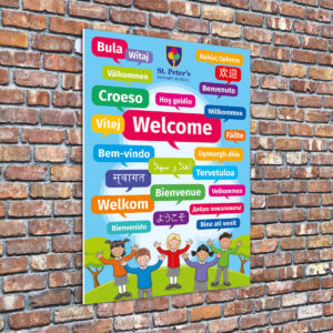 Multi-language Welcome Sign in Portrait Format for Schools
