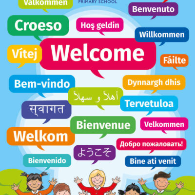 Multi-language Welcome Sign in Portrait Format for Schools