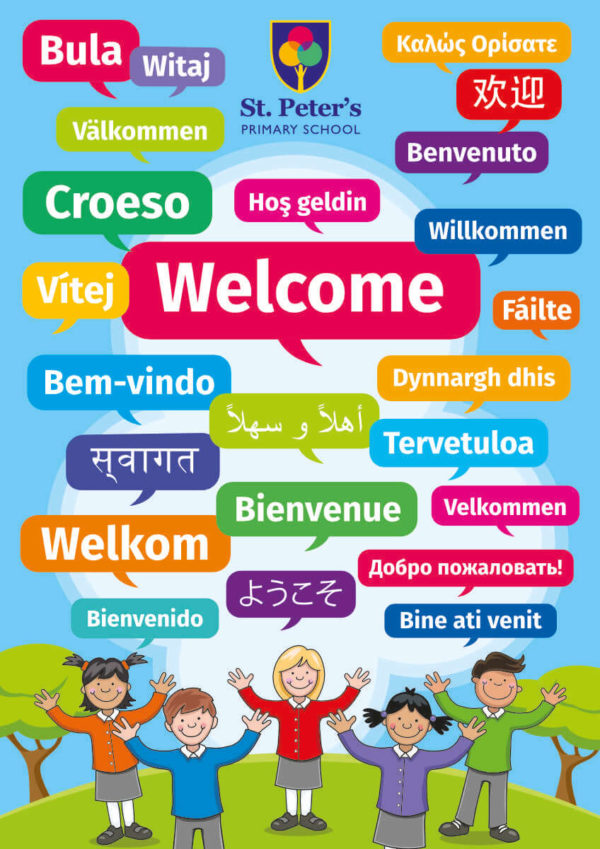 Multi-language Welcome Sign in Portrait Format for Schools