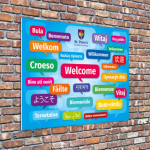 Multi-language Welcome Sign in Landscape Format for Schools