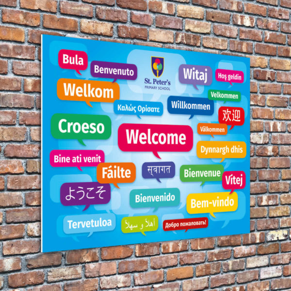 Multi-language Welcome Sign in Landscape Format for Schools