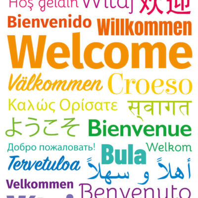 Multi-language Welcome Word Cloud Sign for Schools