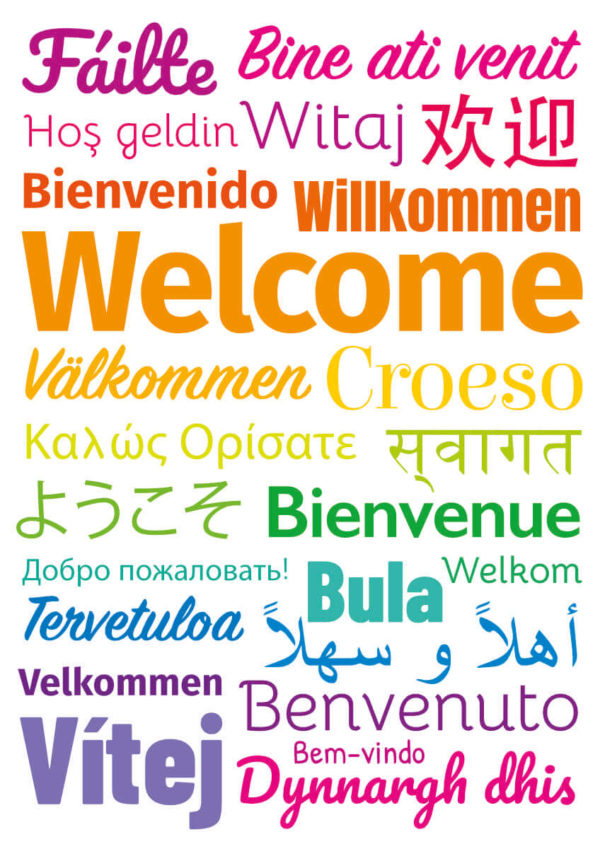 Multi-language Welcome Word Cloud Sign for Schools