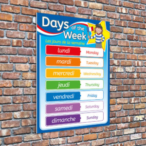 French Days of the Week Languages Sign for Schools