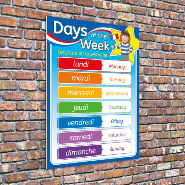 French Days of the Week Languages Sign for Schools