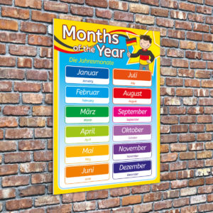 German Months of the Year Languages Sign for Schools
