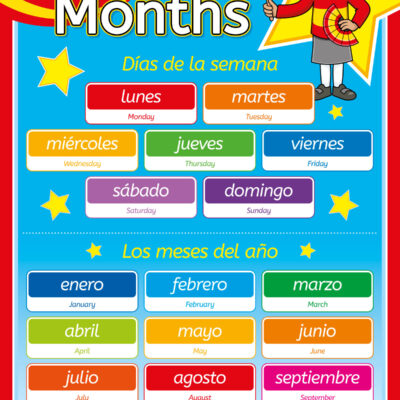 Spanish Days of the Week and Months of the Year Languages Sign for Schools