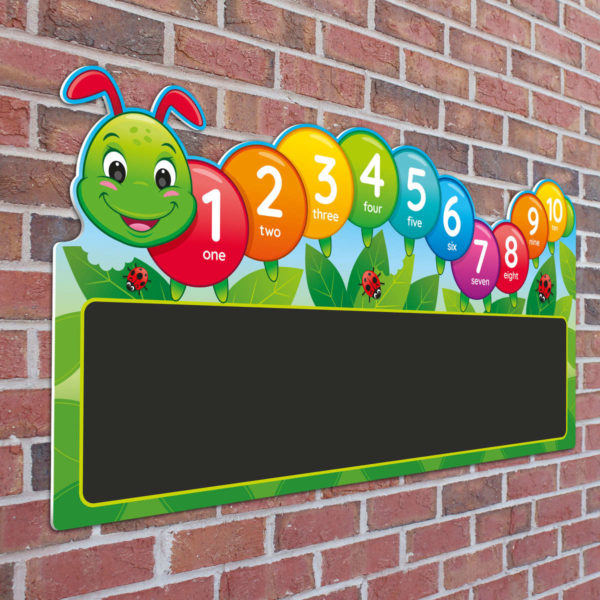 Counting Caterpillar Numbers 1 to 10 Chalkboard Sign for Schools