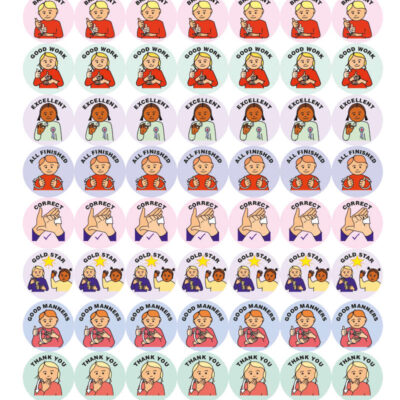 BSL Mixed Praise British Sign Language Sticker Sheet Pack