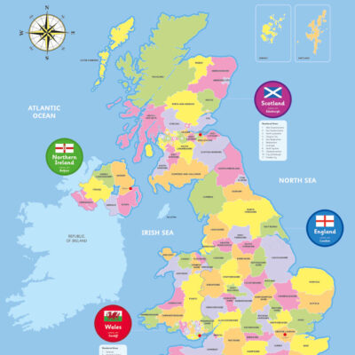 UK Counties Map Formal for schools