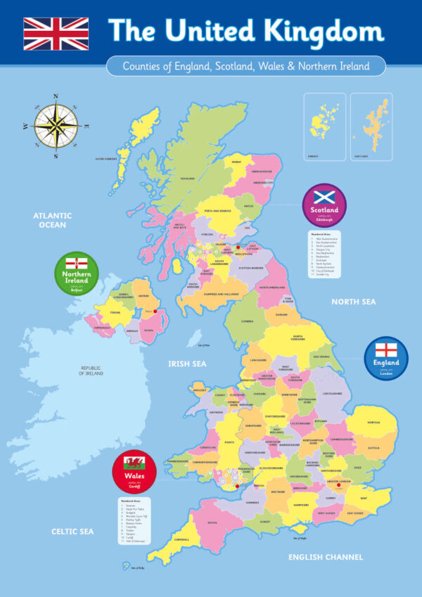 UK Counties Map Formal for schools