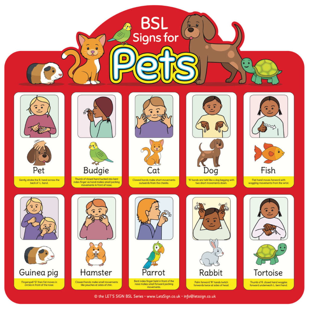 BSL Pets Sign British Sign Language Sign for Schools Free P&P