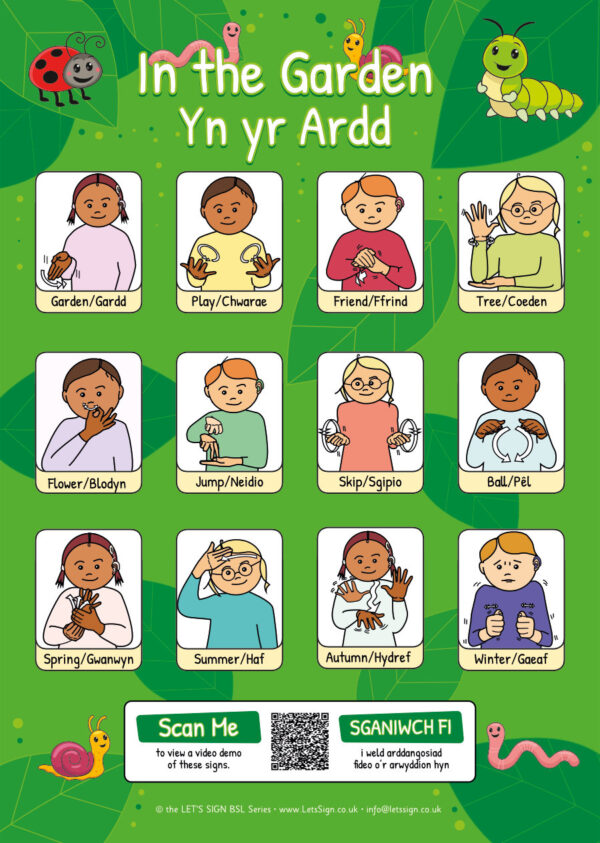 SSSBSL0030 BSL In the Garden Sign Welsh British Sign Language Sign for Schools